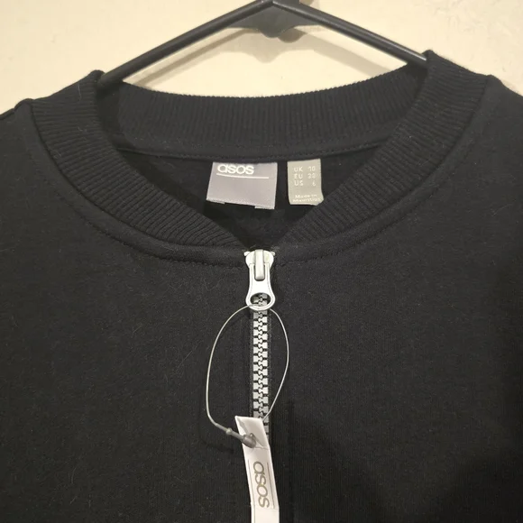 ASOS Black Zipup Sweatshirt Longsleeve Casual Top Streetwear Gorpcore Size 6 - Picture 5 of 14